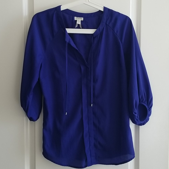 Blue flowy dress shirt - Picture 1 of 5